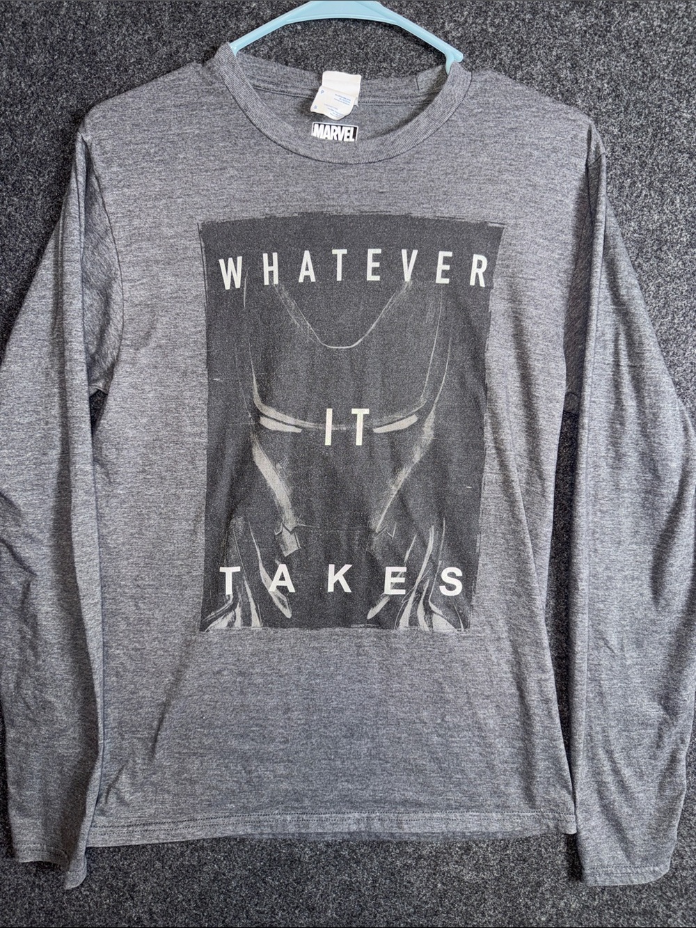 Marvel Men’s Grey Long Sleeve ‘Whatever It Takes’ Graphic Tee